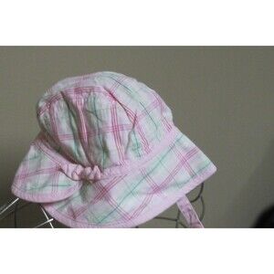 Girl's Gap floppy hat with strap pink plaid multi color 12 18 months